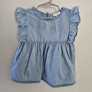 Cat & Jack Blue Denim Ruffle Top